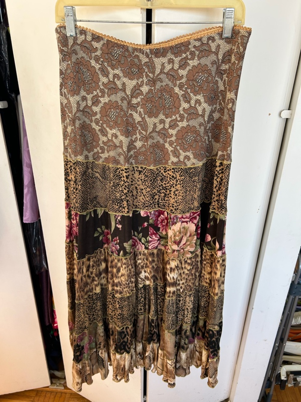 Boho Floral & Animal Print Maxi Skirt - Brown Multi - Picture 2 of 3